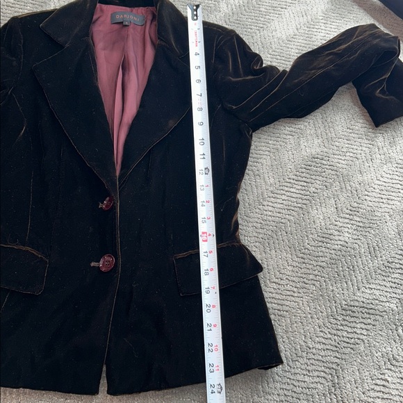 Darjoni Brown Velvet Blazer Jacket Women Size 6 Tailored Two Button - Picture 13 of 14